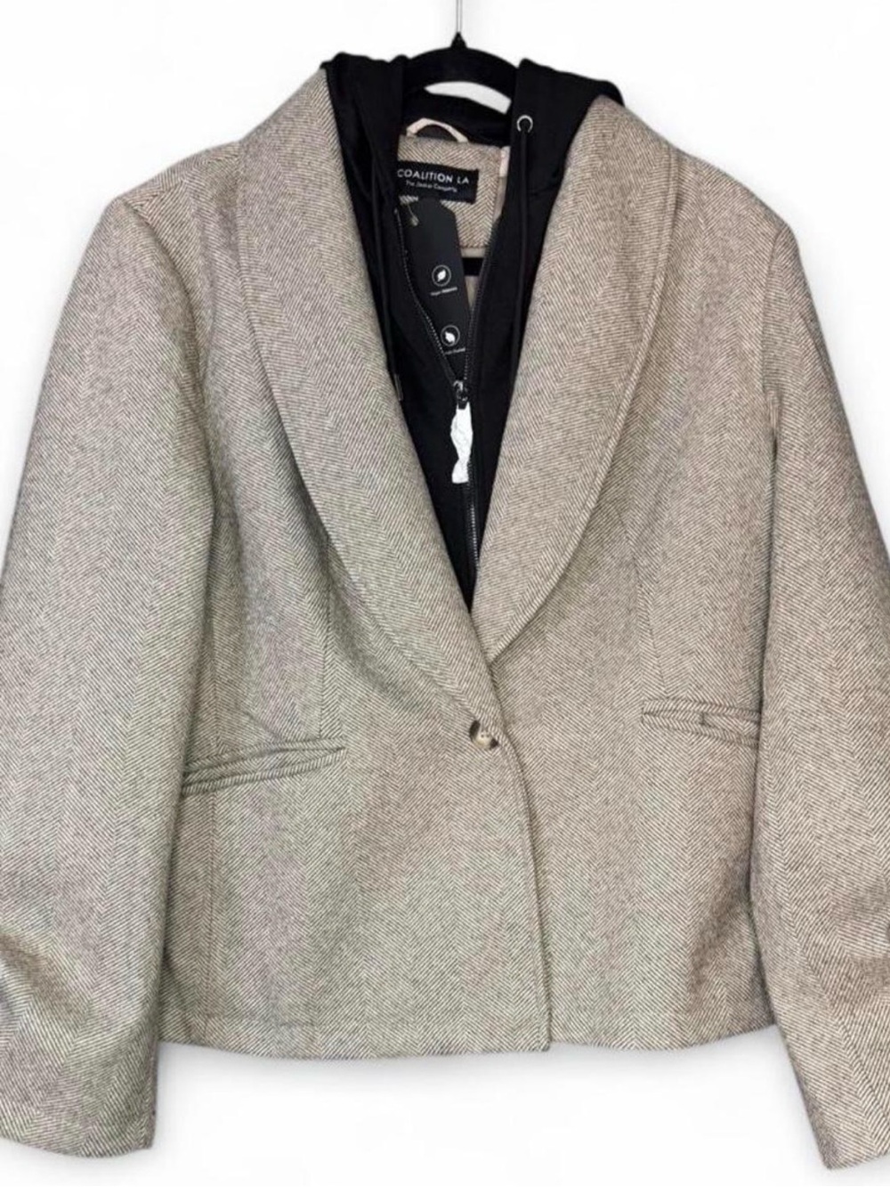 Coalition LA Women's Herringbone Tweed Blazer in Light Gray